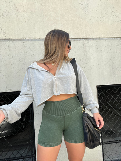 Sunday Funday Cropped Hoodie Grey