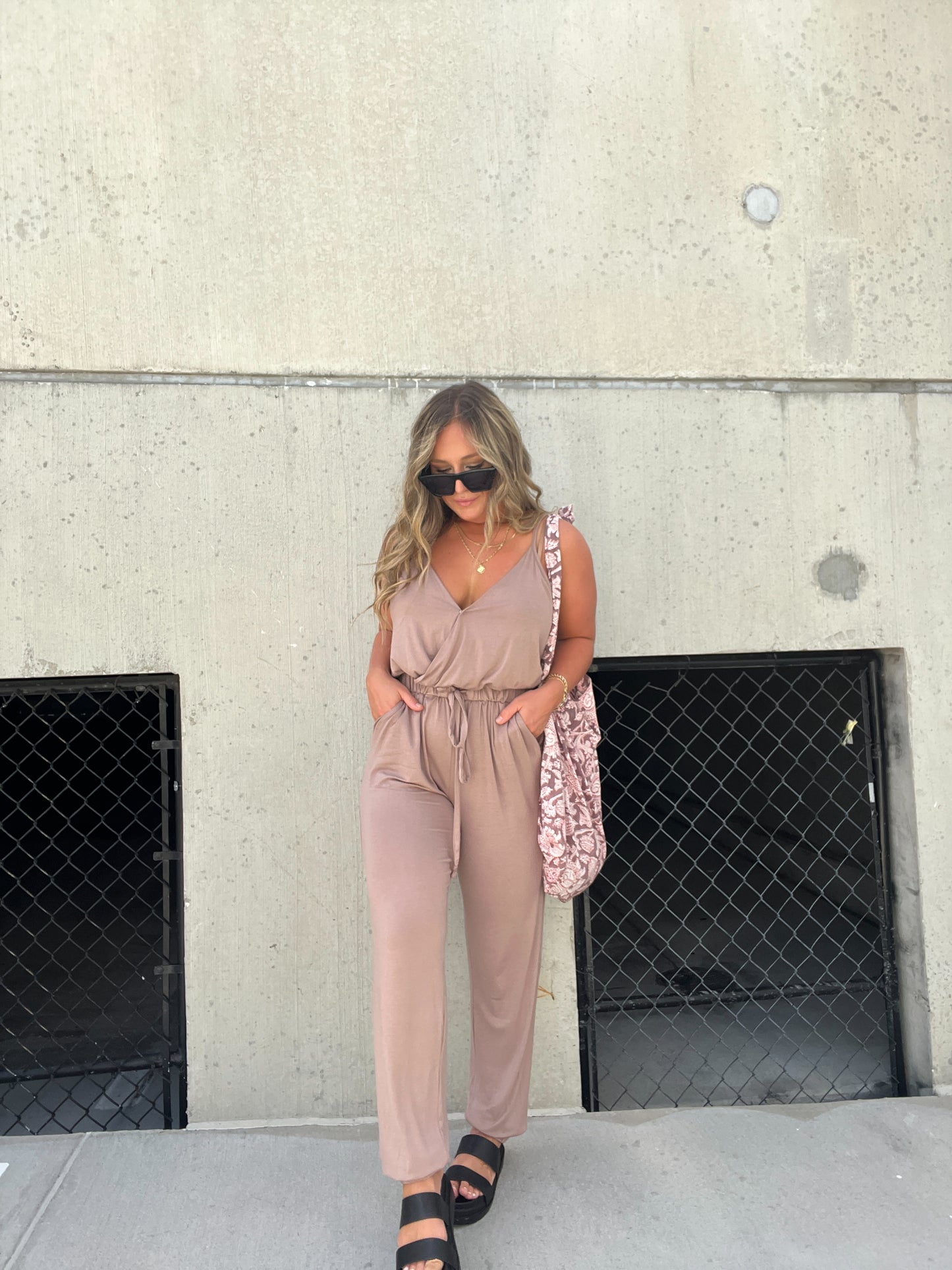 Jersey Ease Jumpsuit Taupe