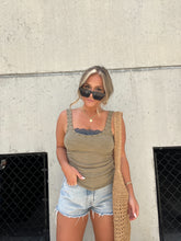 Load image into Gallery viewer, SCOOP NECK STUDDED TANK OLIVE
