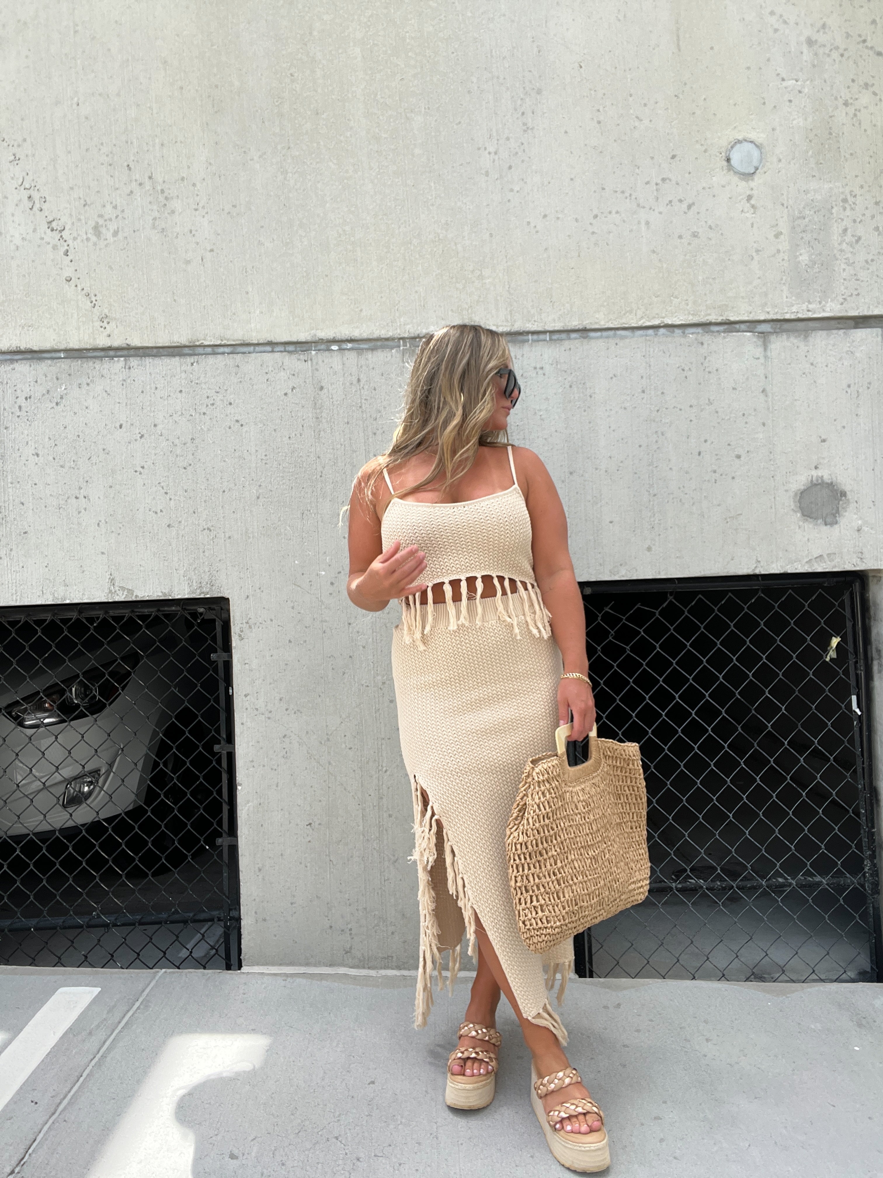 Tuscan Desire Crochet Midi Skirt
