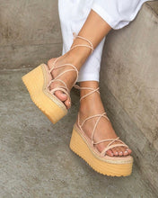 Load image into Gallery viewer, MISTY PLATFORM STRAPPY WEDGES NUDE
