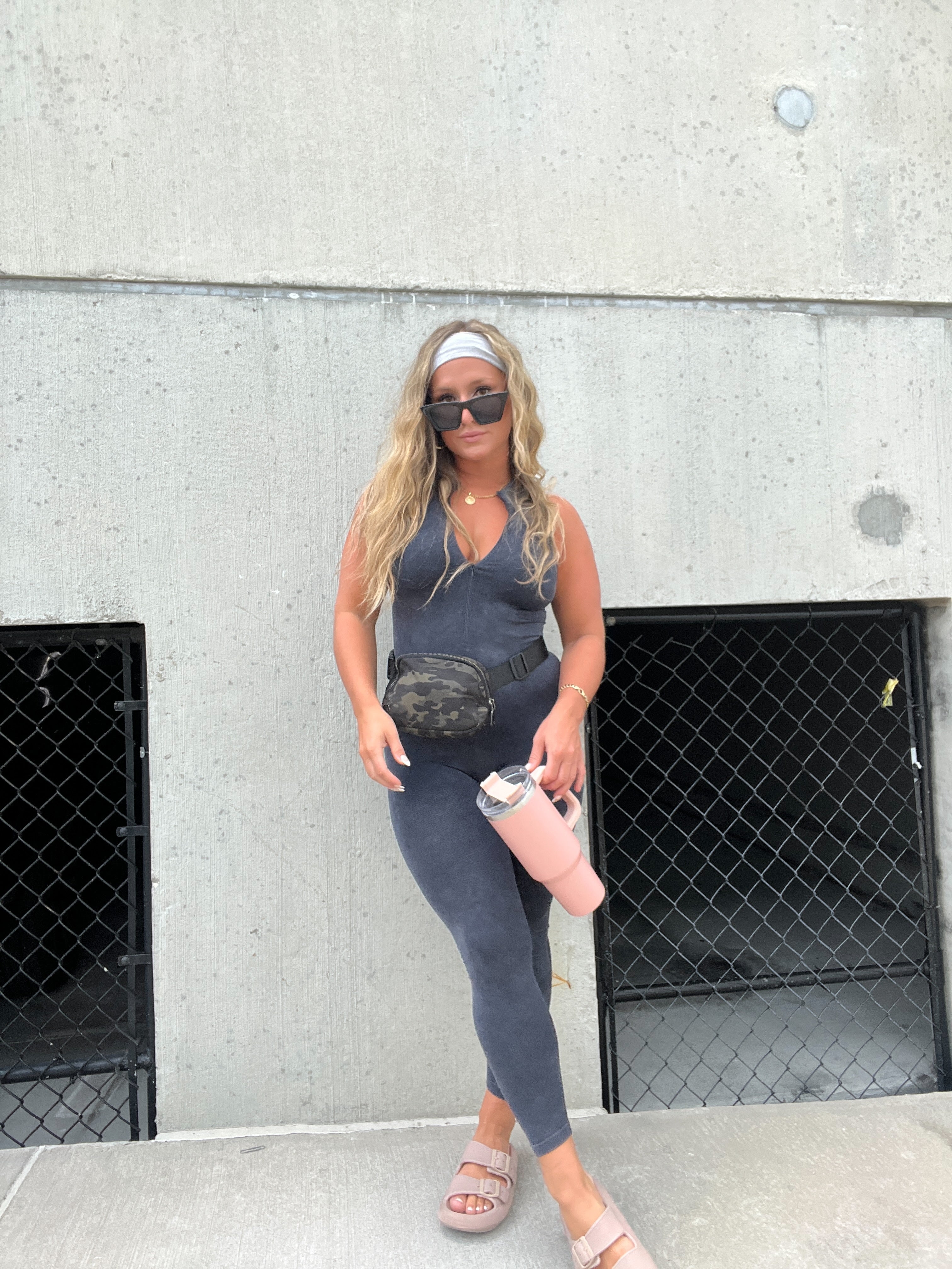 ZIP IT UP WASHED BLACK CATSUIT