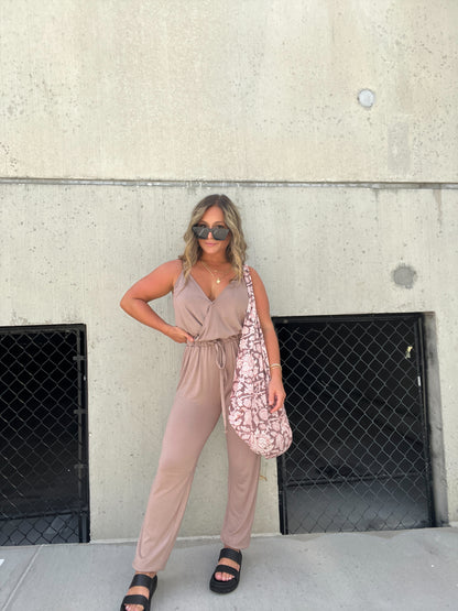 Jersey Ease Jumpsuit Taupe