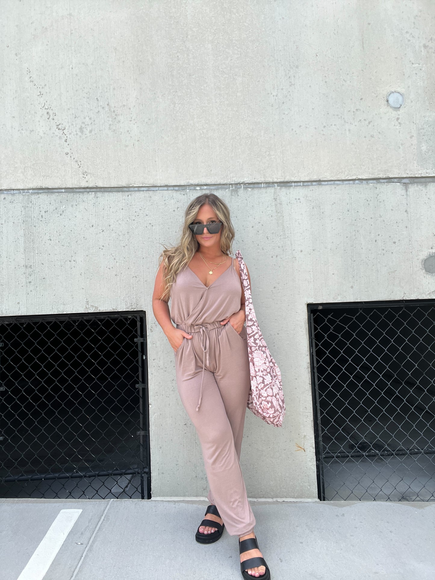 Jersey Ease Jumpsuit Taupe