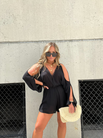 Mad Woman Gauze Romper Black