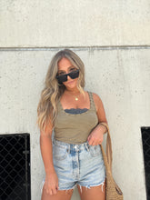 Load image into Gallery viewer, SCOOP NECK STUDDED TANK OLIVE
