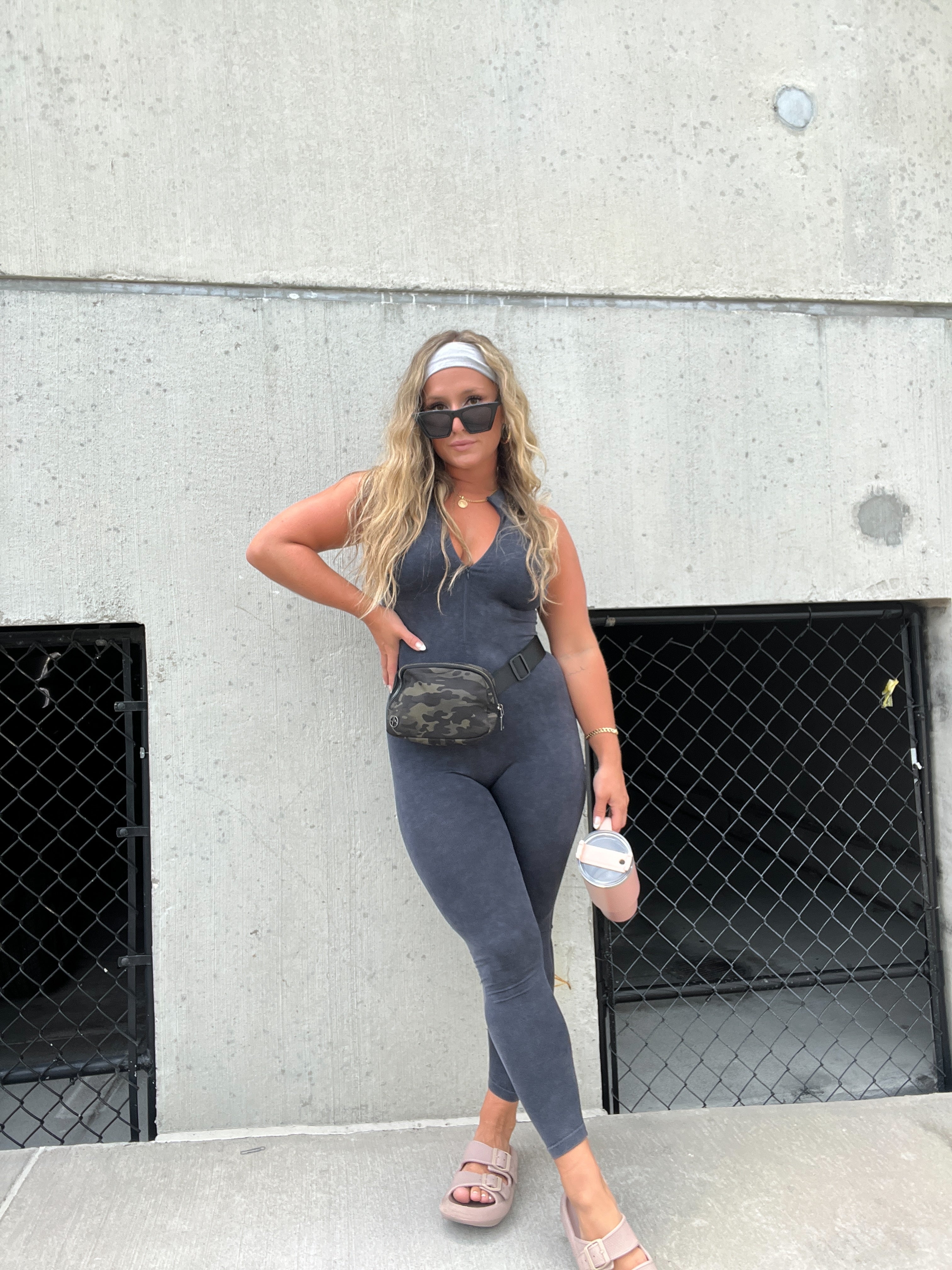 ZIP IT UP WASHED BLACK CATSUIT