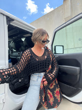Load image into Gallery viewer, BLACK HEART BREAKER CROCHET TOP
