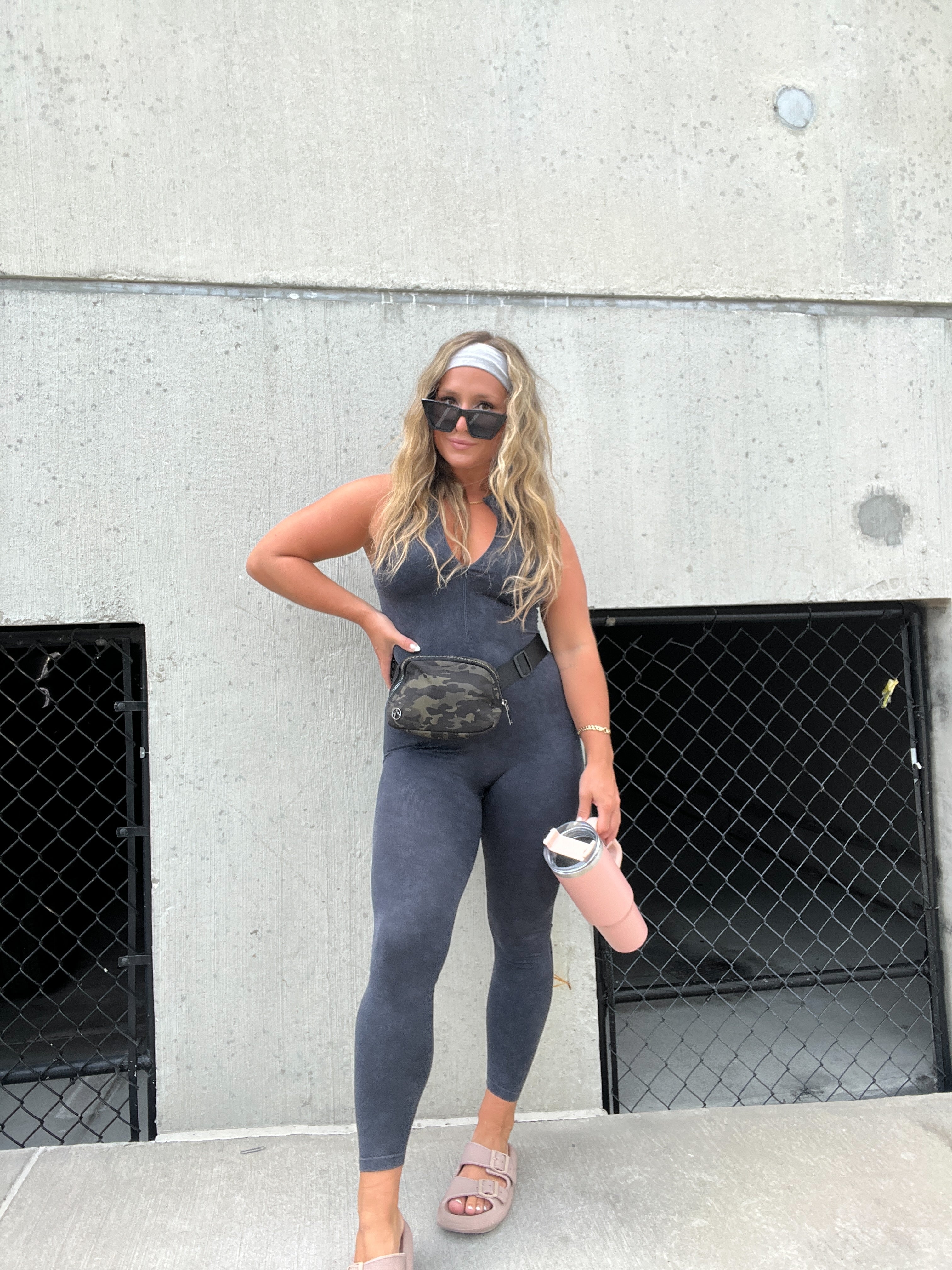 ZIP IT UP WASHED BLACK CATSUIT