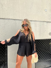 Load image into Gallery viewer, MAD WOMAN GAUZE ROMPER BLACK
