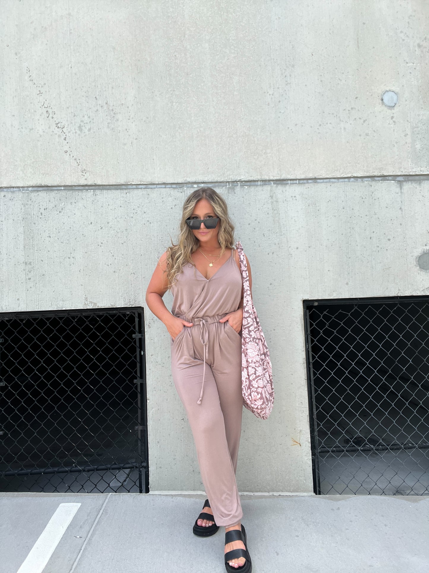 Jersey Ease Jumpsuit Taupe