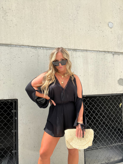 Mad Woman Gauze Romper Black