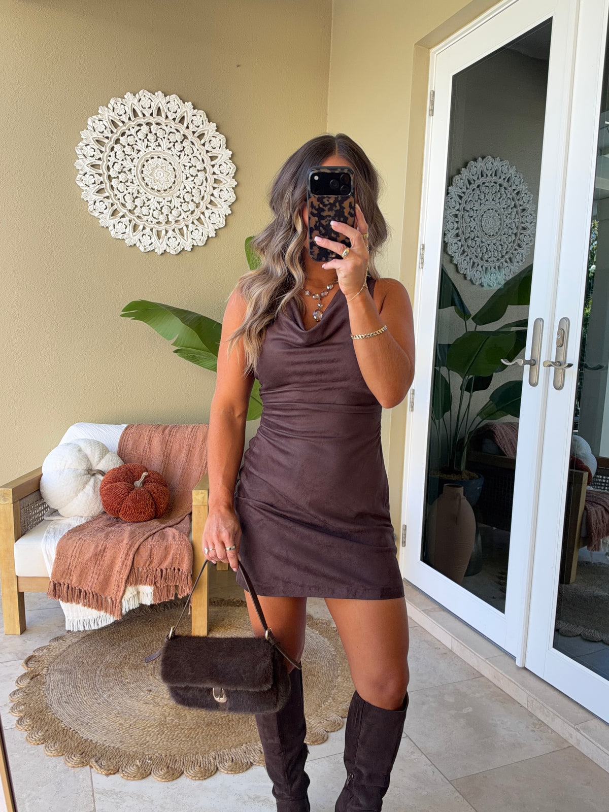 Maple Kiss Suede Dress Mocha