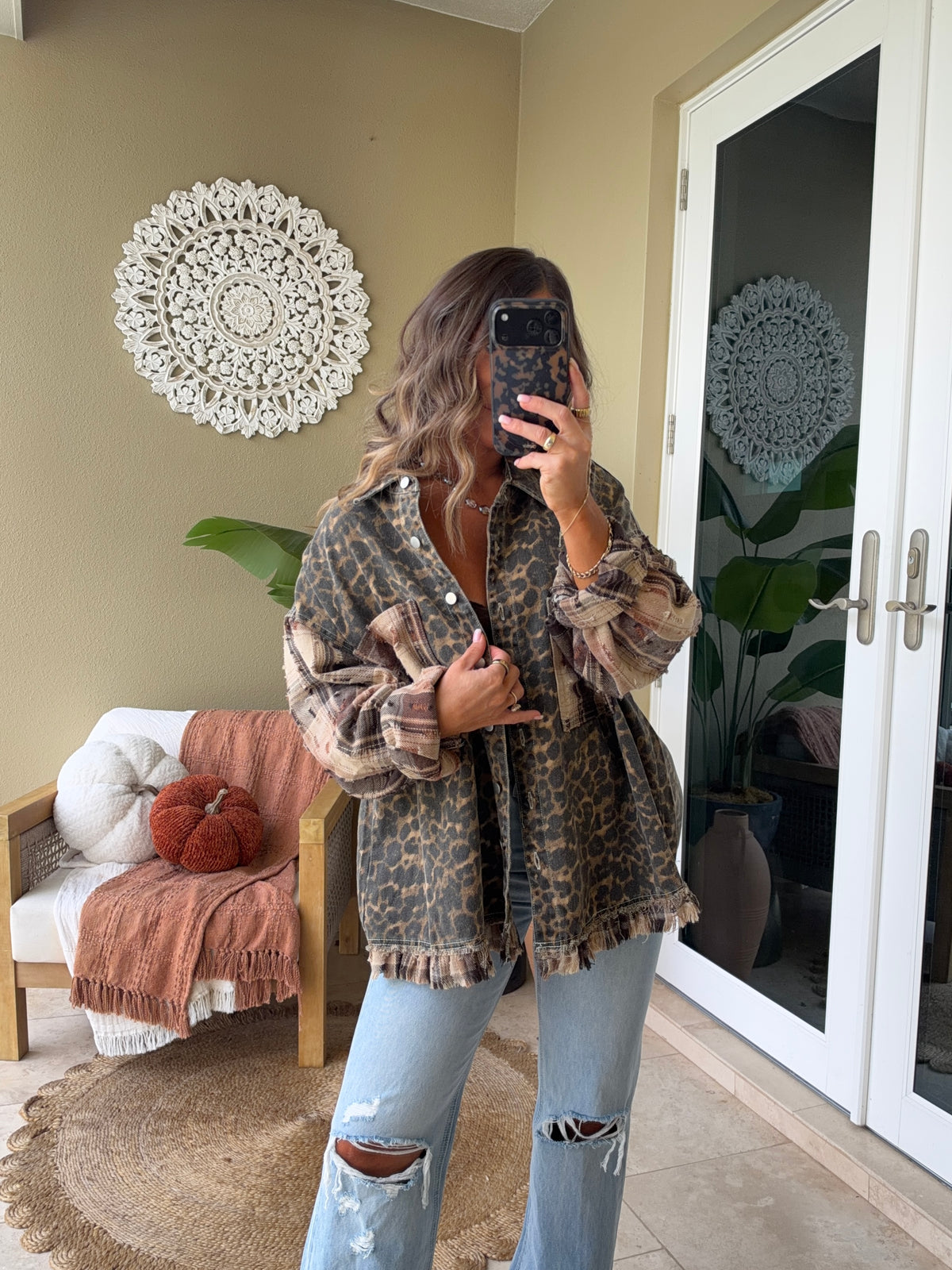 Wild Allure Button Up Shacket Cheetah/Plaid