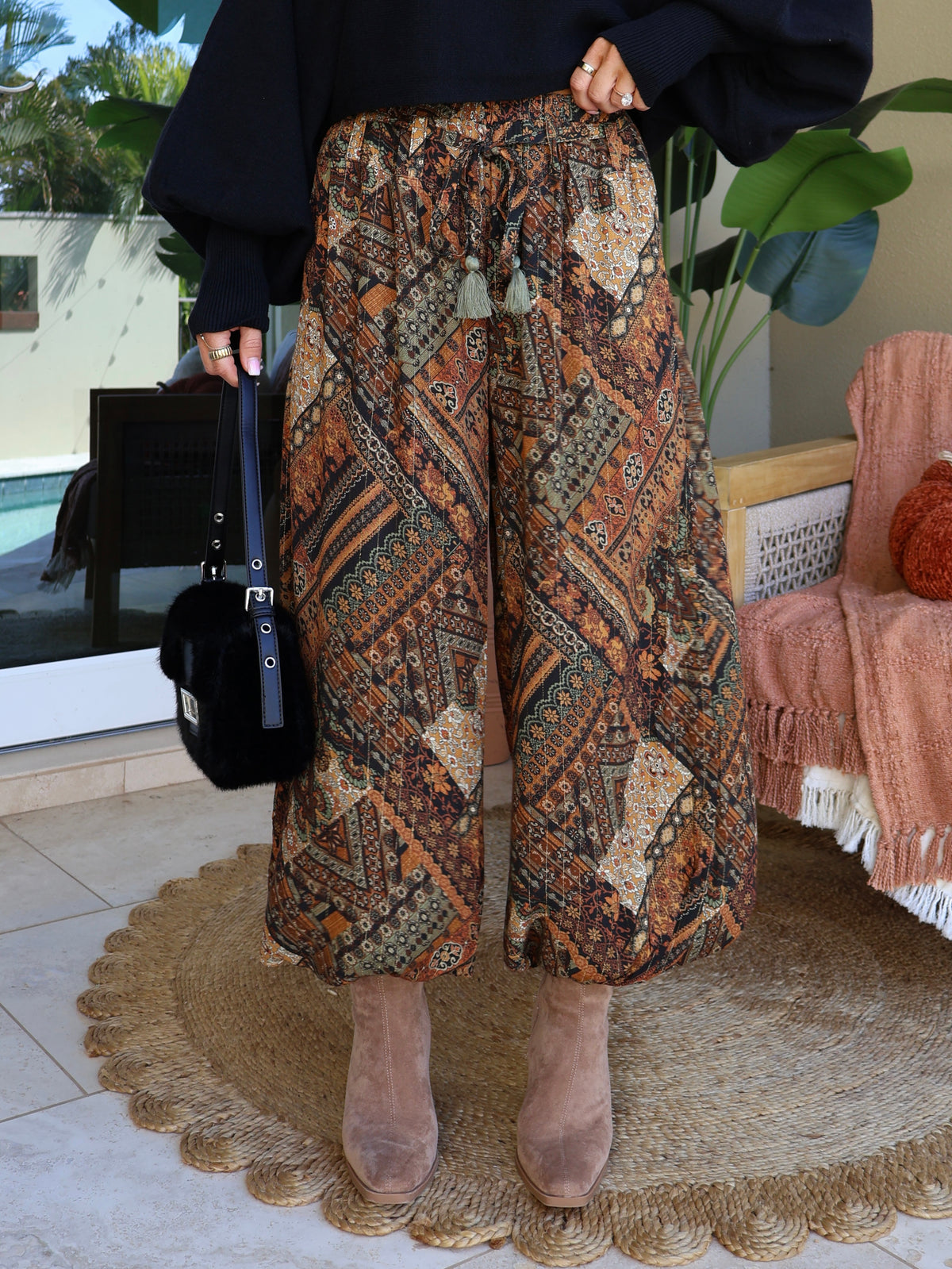 Cypress Dreams Boho Pants Black Multi