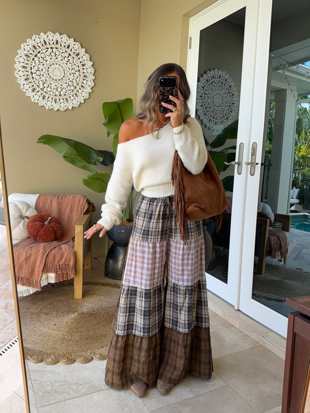 Mulled Cider Patchwork Boho Pants Brown Multi