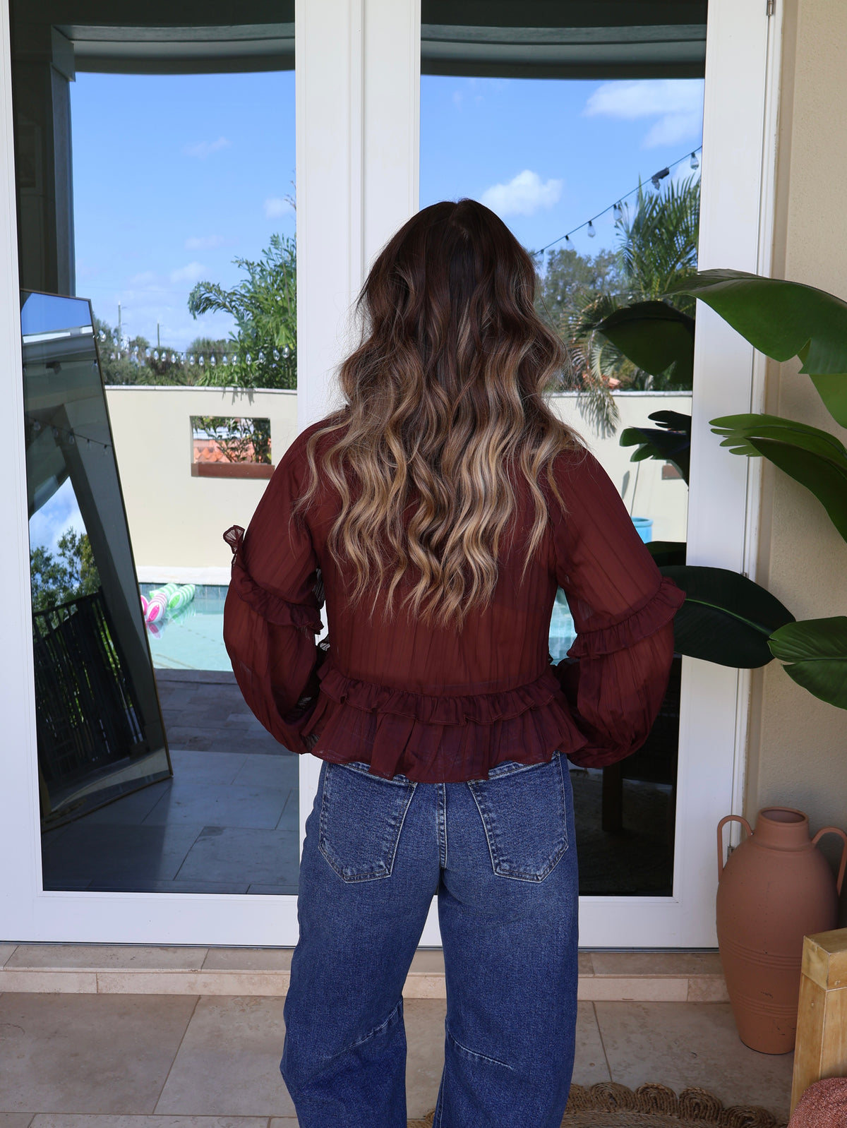 November Haze Chiffon Top Nutmeg