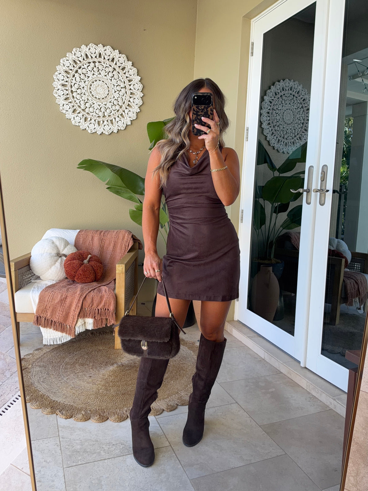Maple Kiss Suede Dress Mocha