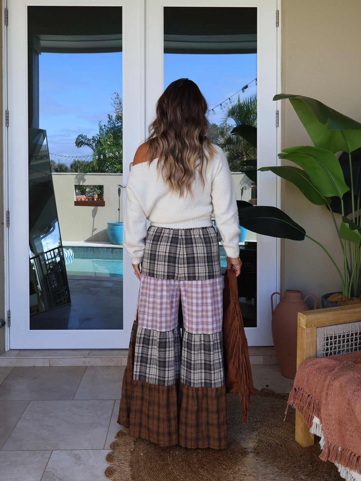 Mulled Cider Patchwork Boho Pants Brown Multi