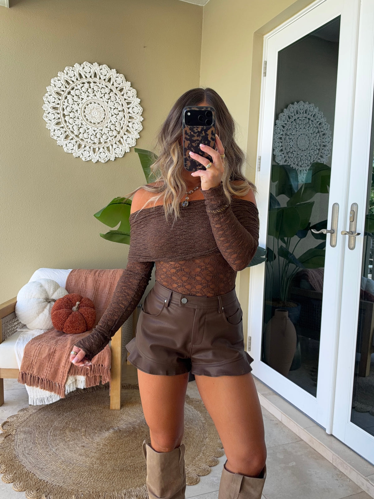 Gilded Autumn Lace Top Chocolate