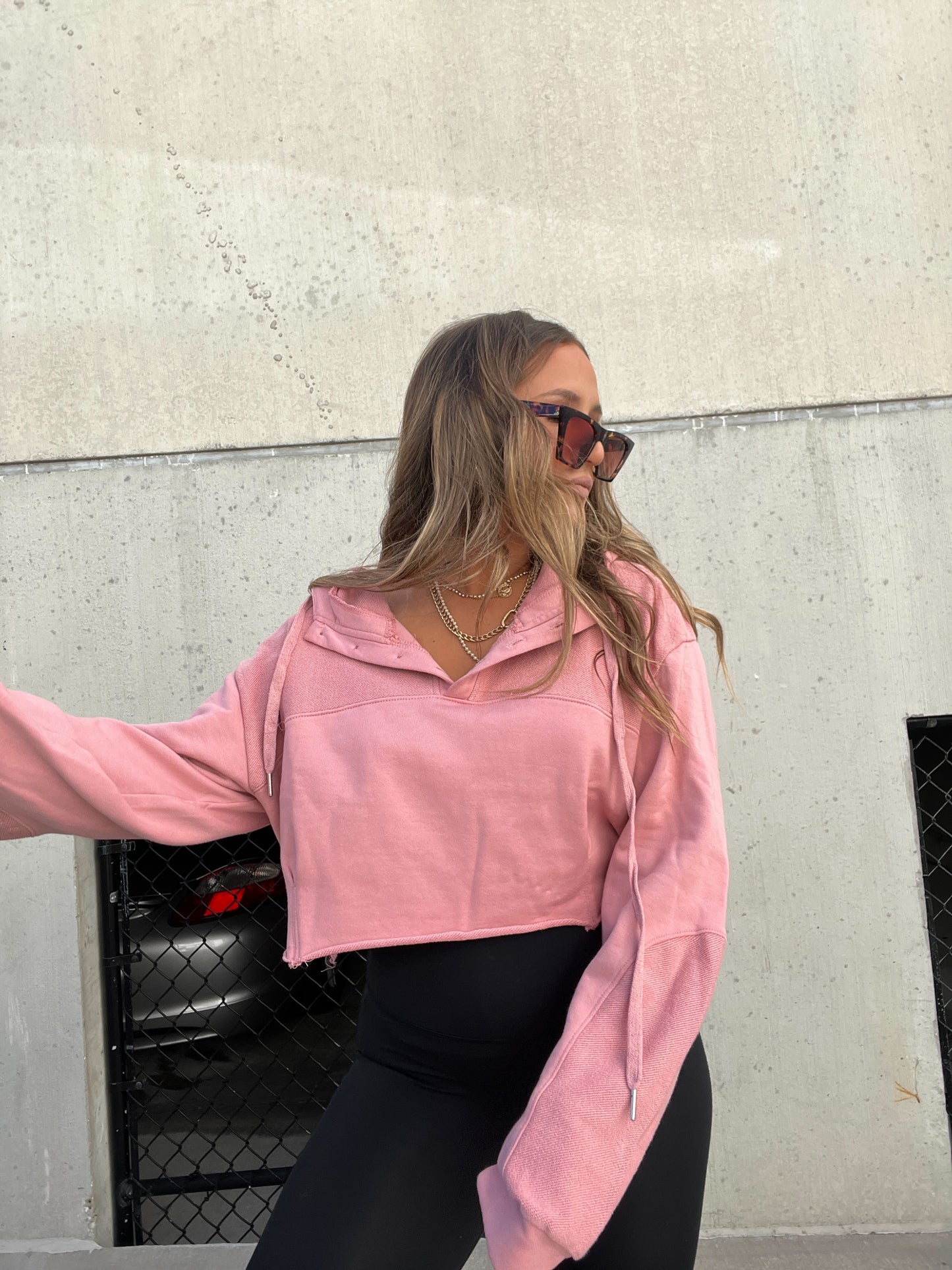 Pink Into You Cropped Hoodie