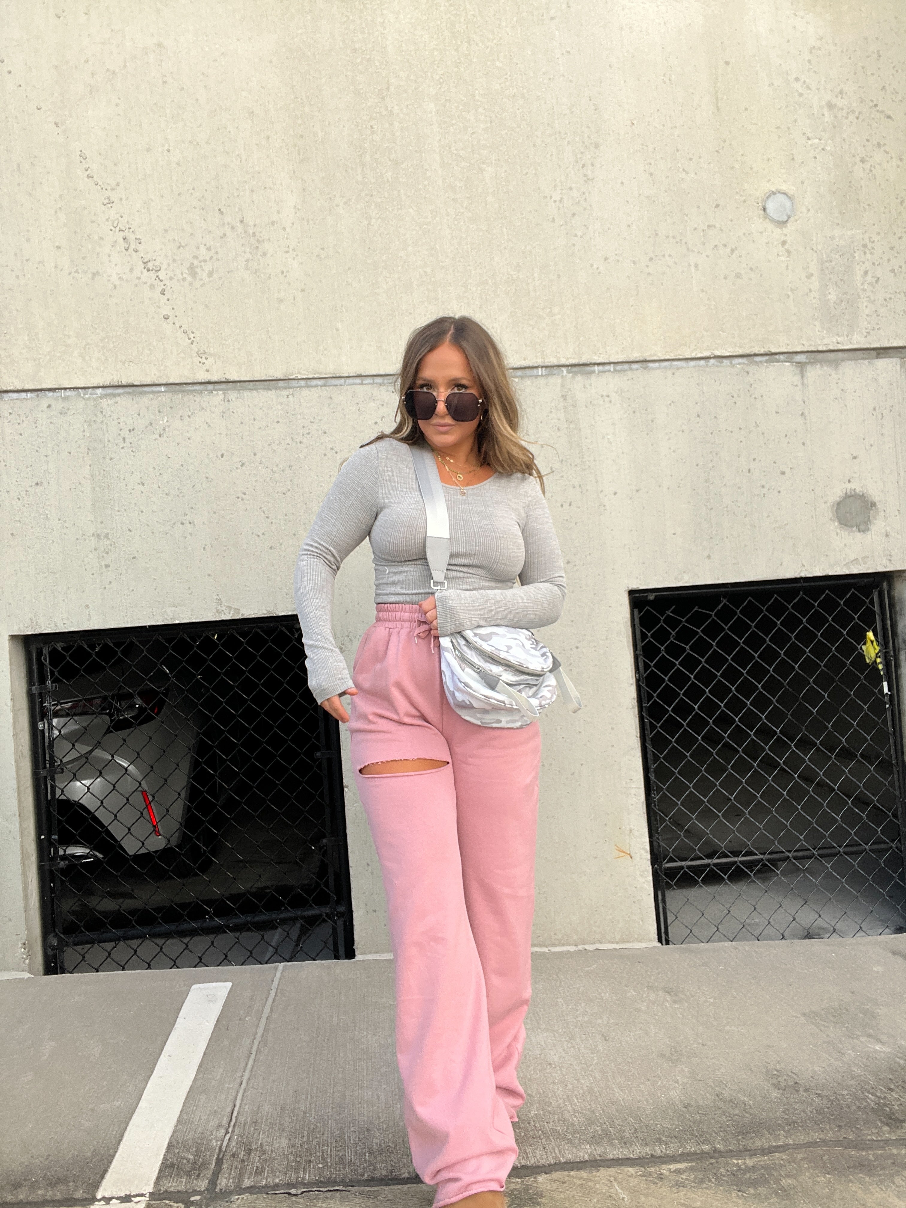 Grey/White Oversized Camo Belt Bag