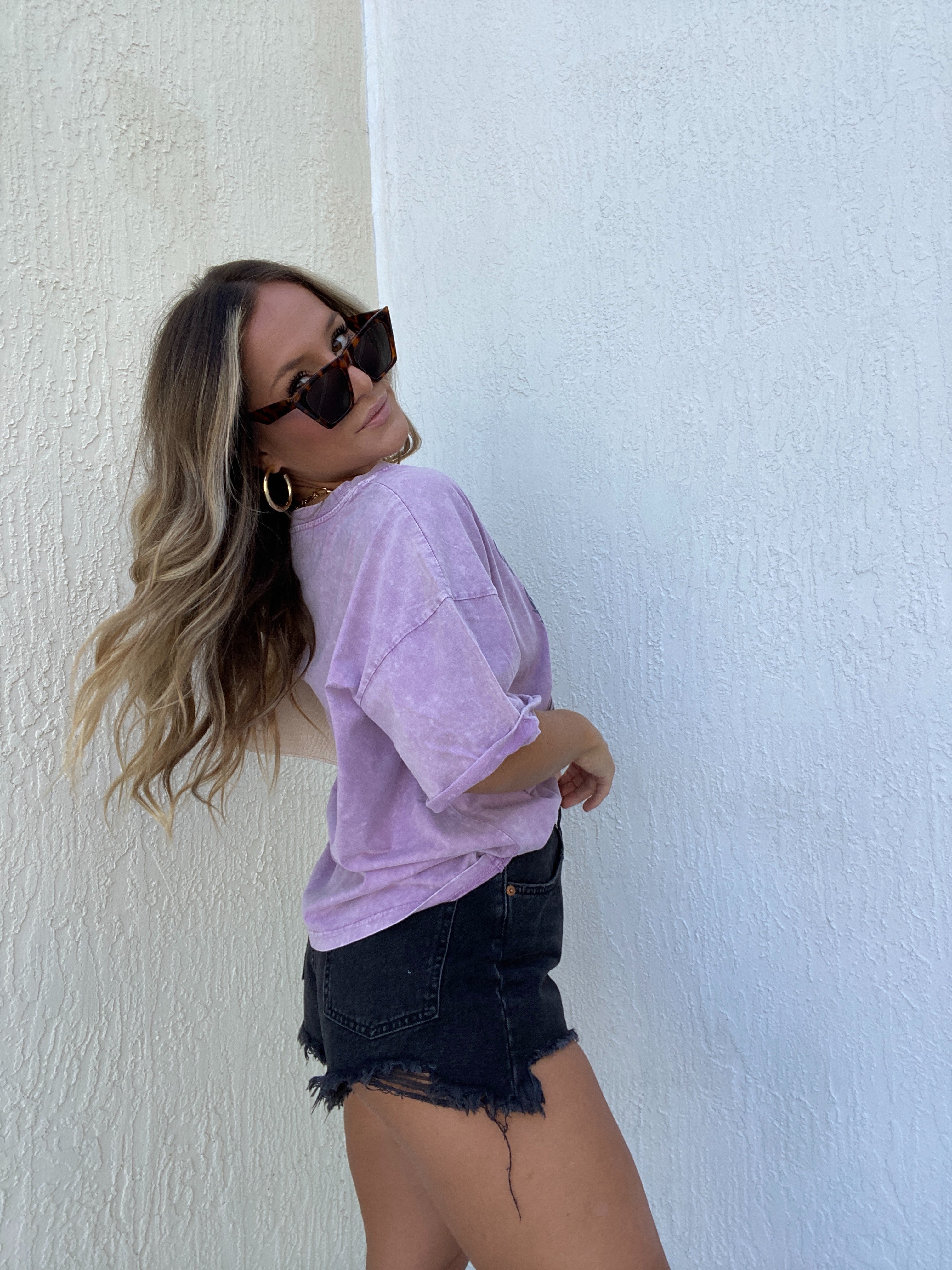 Washed Free Bird Graphic Tee Lavender