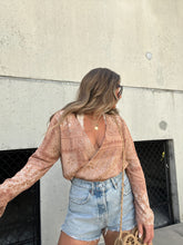 Load image into Gallery viewer, NEUTRAL PATCHWORK SURPLICE TOP
