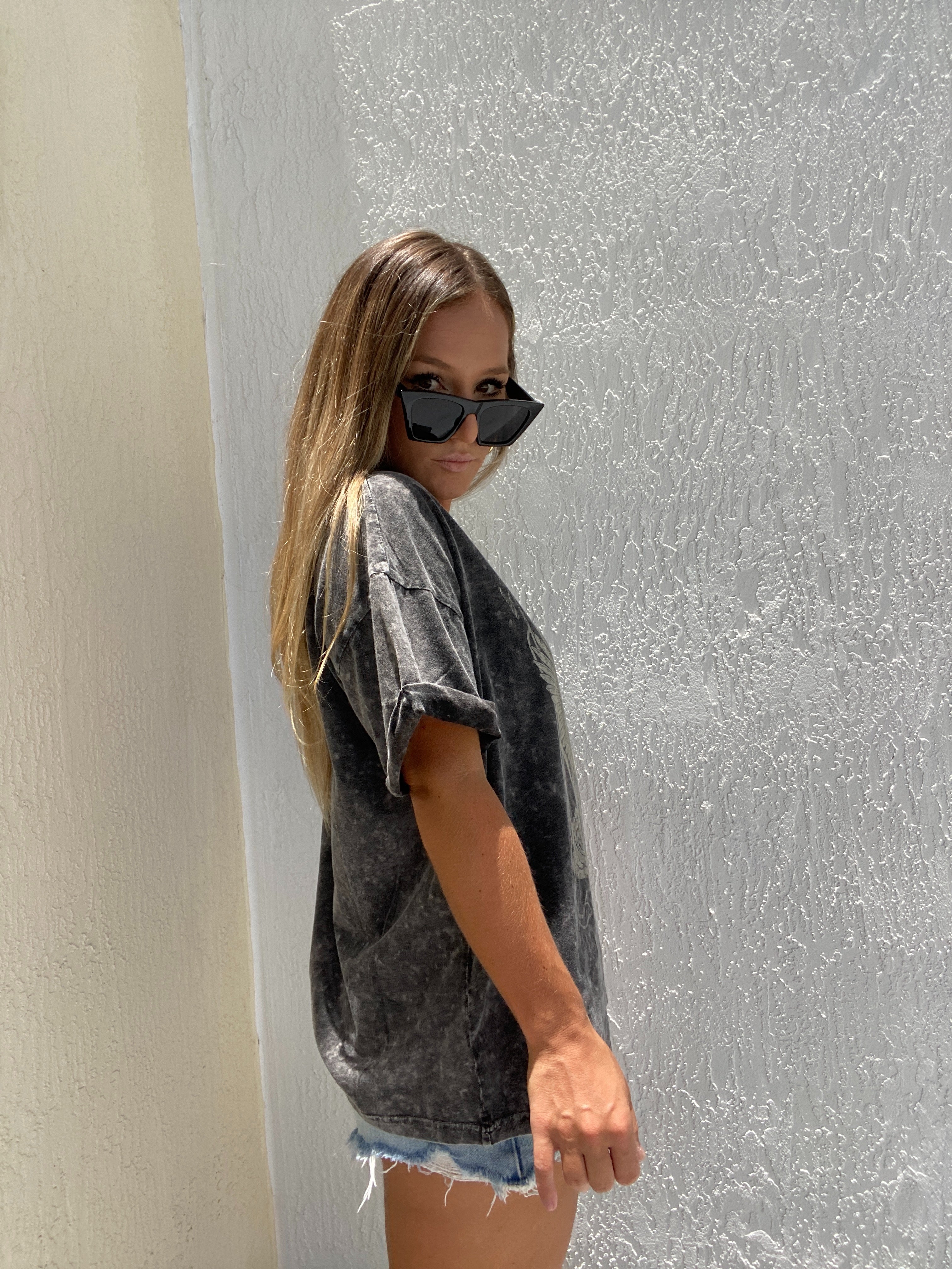 Washed Free Bird Graphic Tee Black