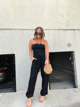 Load image into Gallery viewer, SELENA SMOCKED JUMPSUIT BLACK
