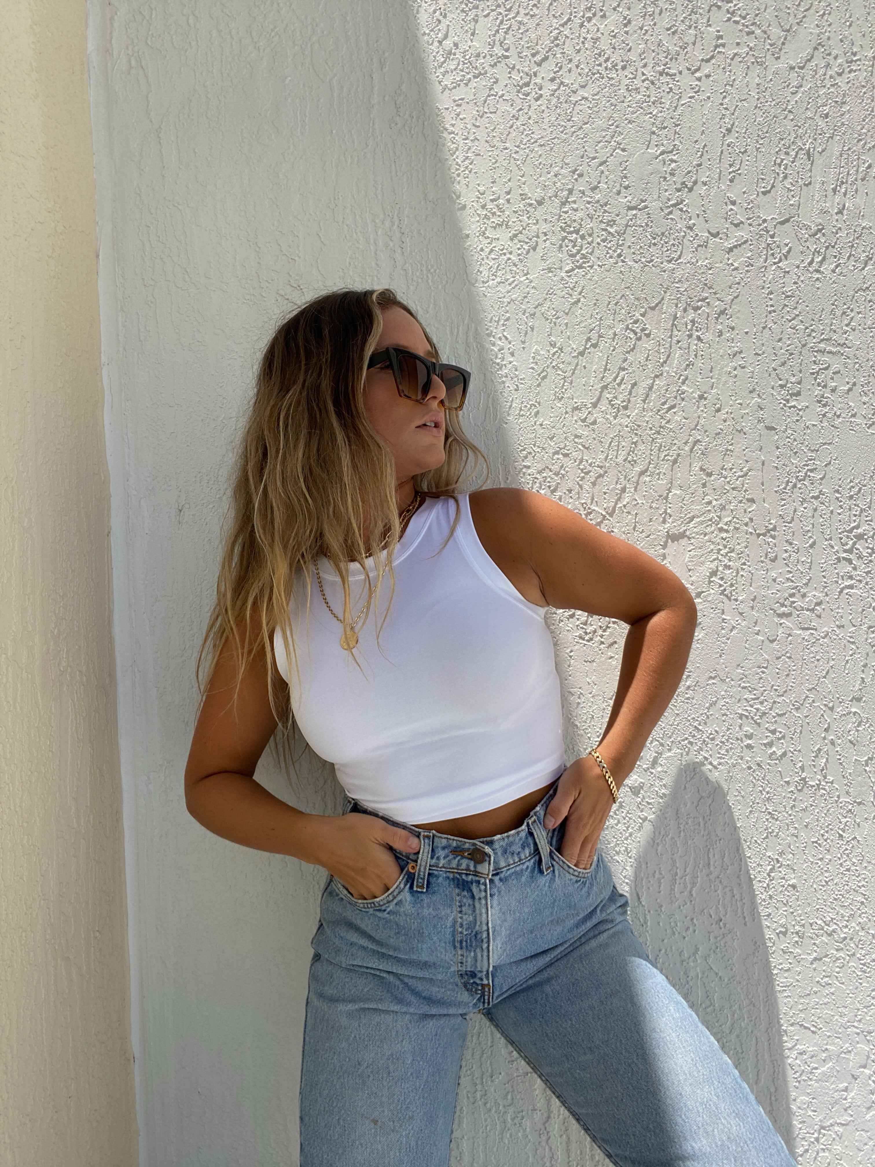 All Over Me Tank White