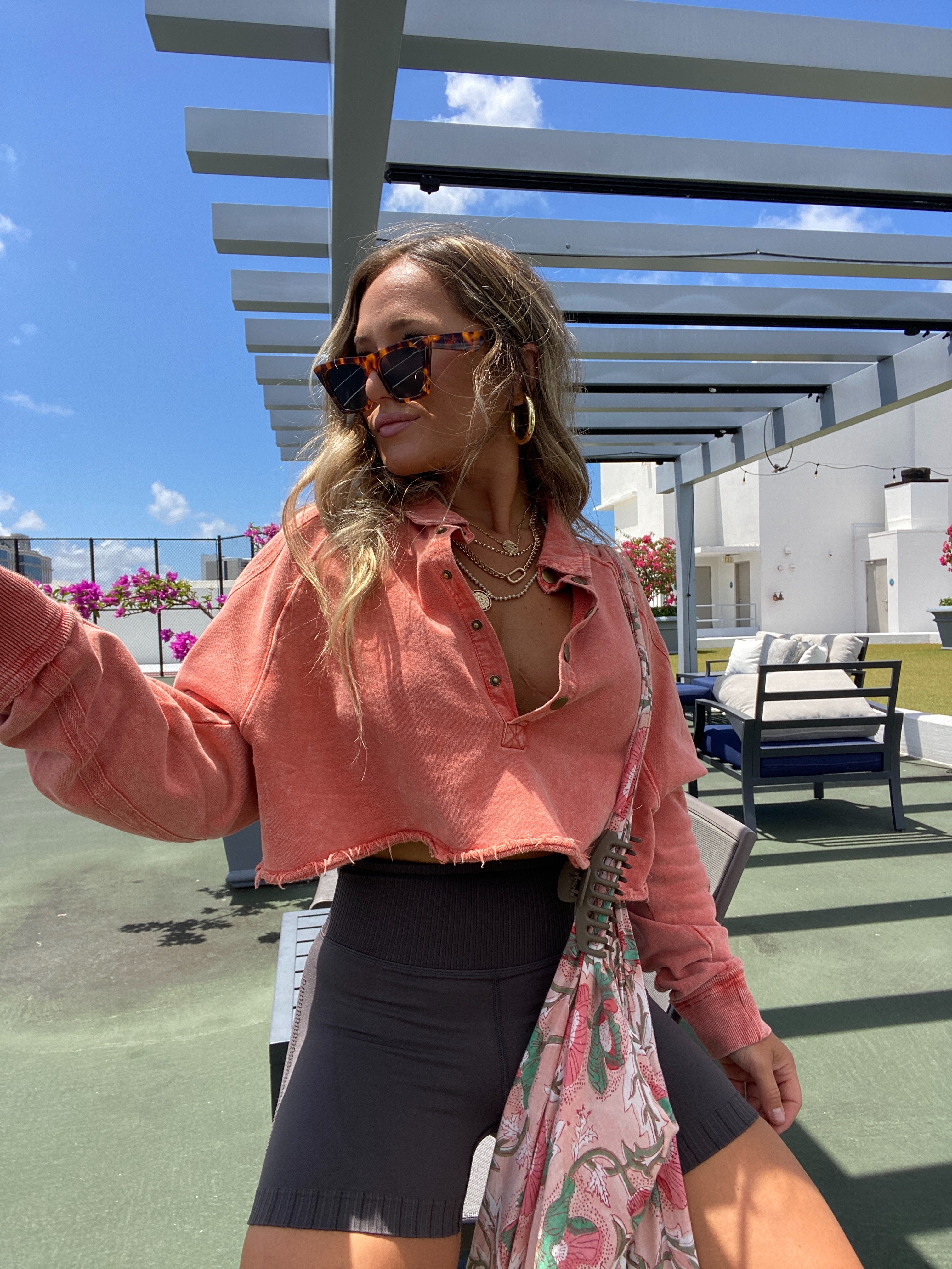 FP DUPE CROPPED SWEATSHIRT CORAL