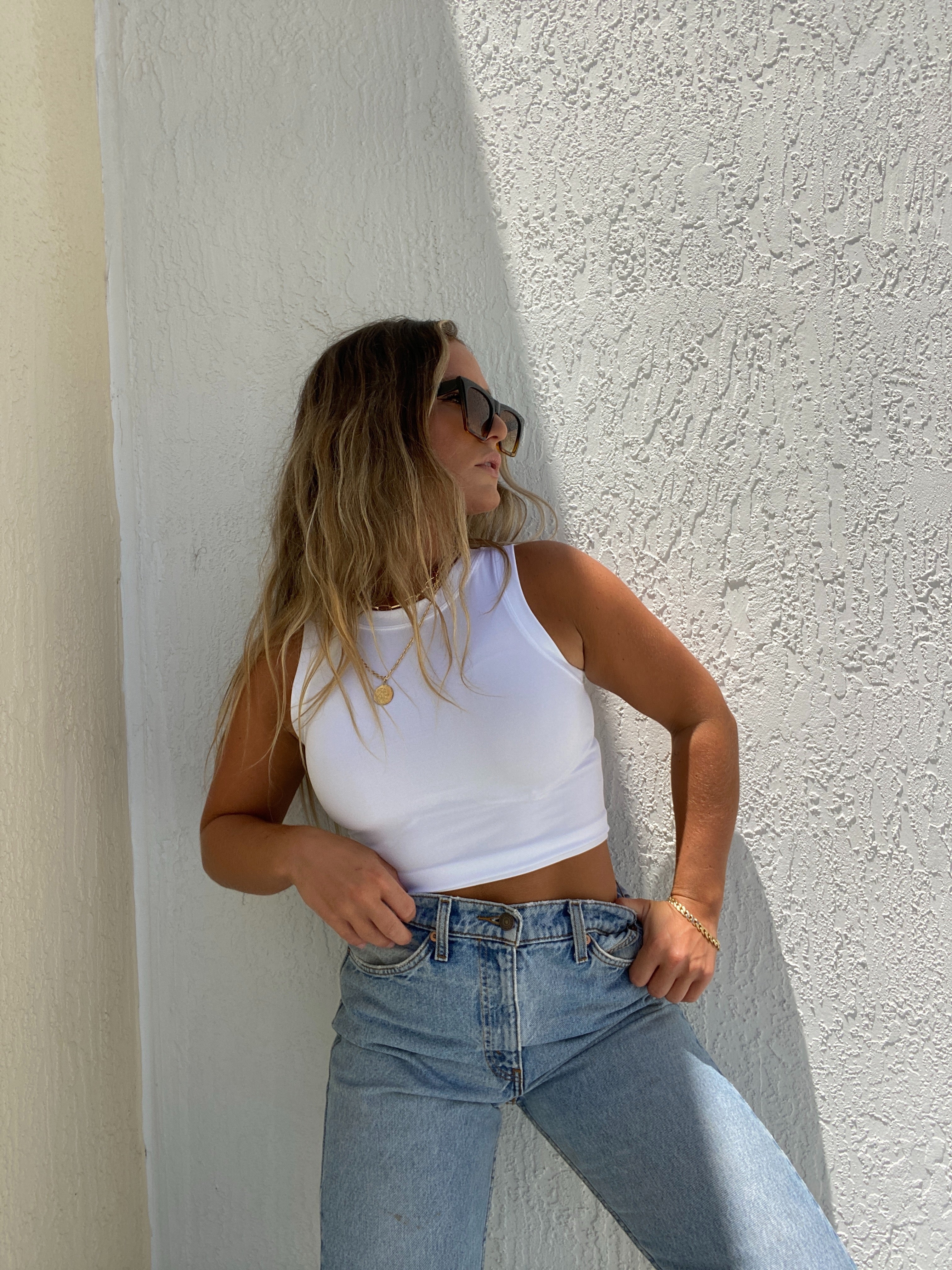 All Over Me Tank White