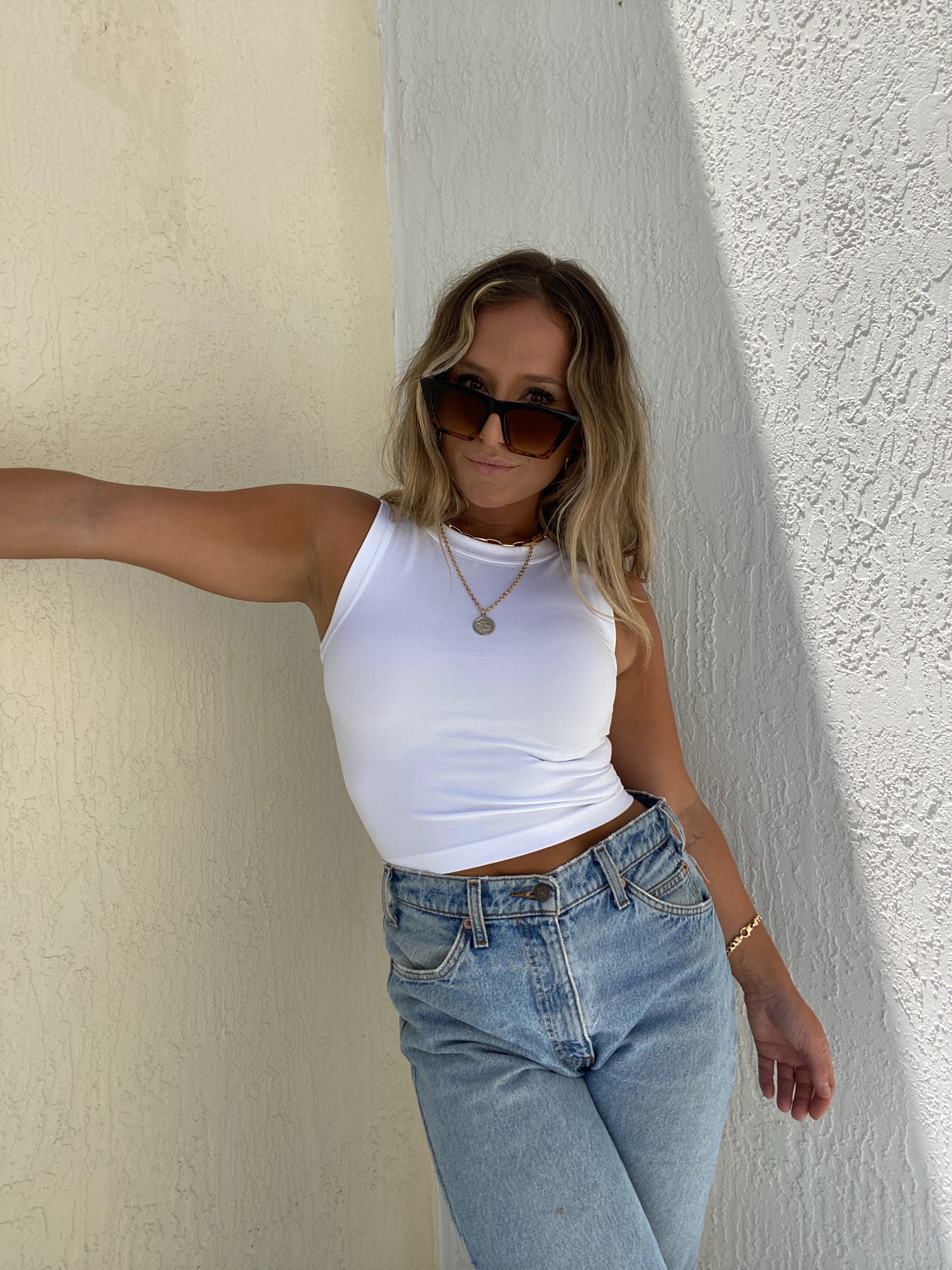 All Over Me Tank White