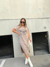 Load image into Gallery viewer, JANE GRAPHIC MIDI DRESS TAUPE
