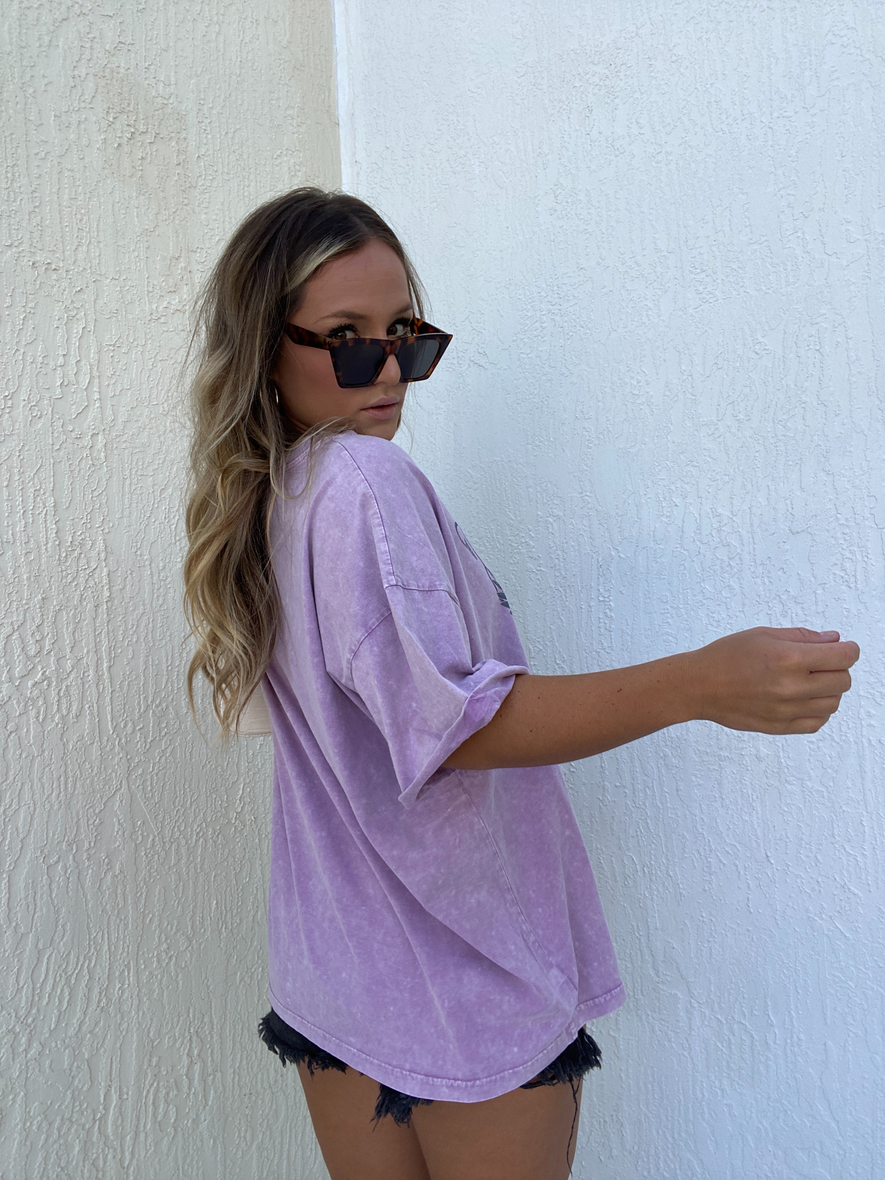 Washed Free Bird Graphic Tee Lavender