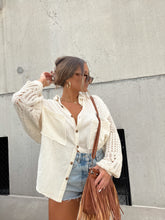 Load image into Gallery viewer, NATURAL CROCHET SLEEVE BUTTON UP
