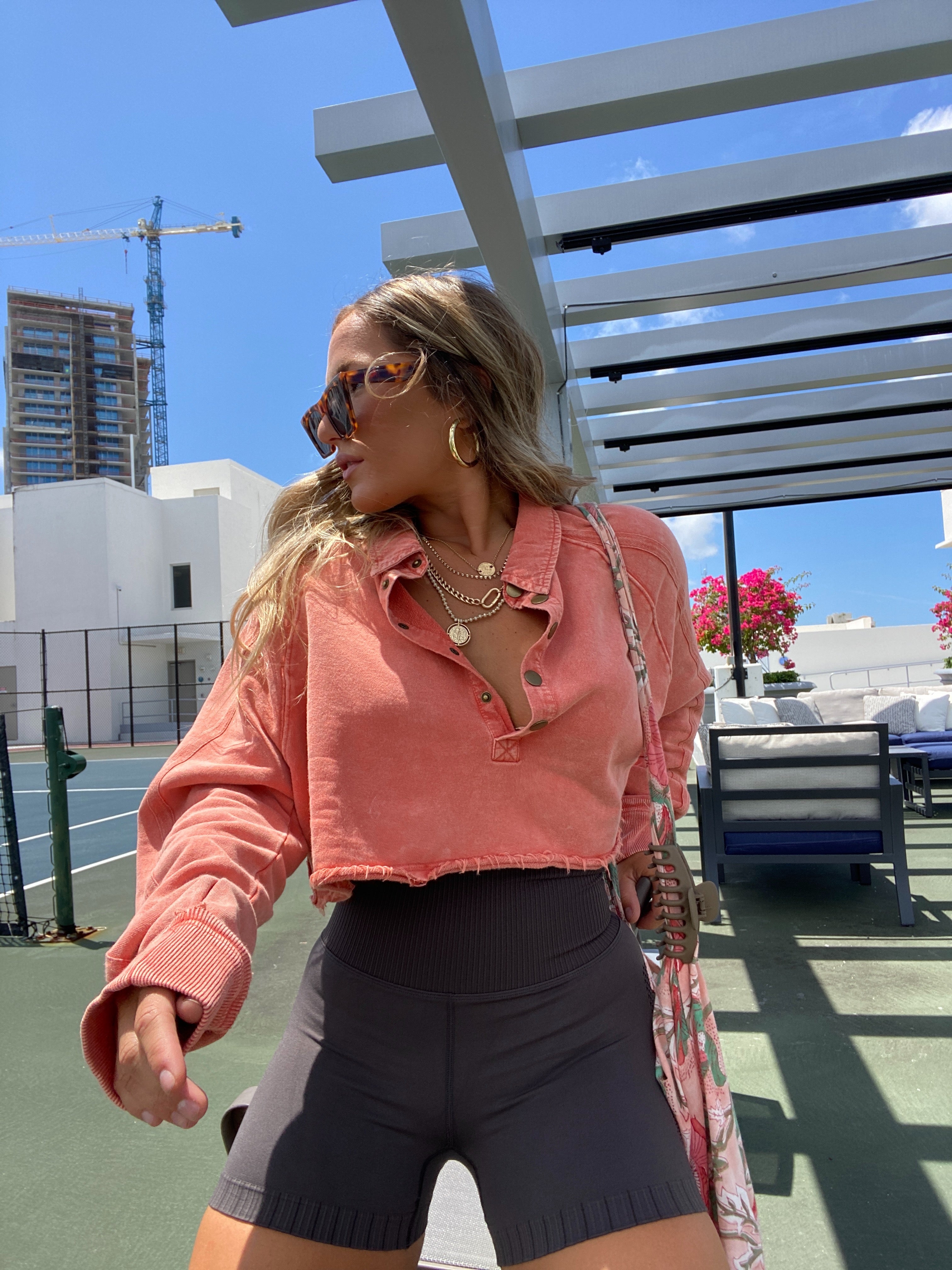 FP DUPE CROPPED SWEATSHIRT CORAL