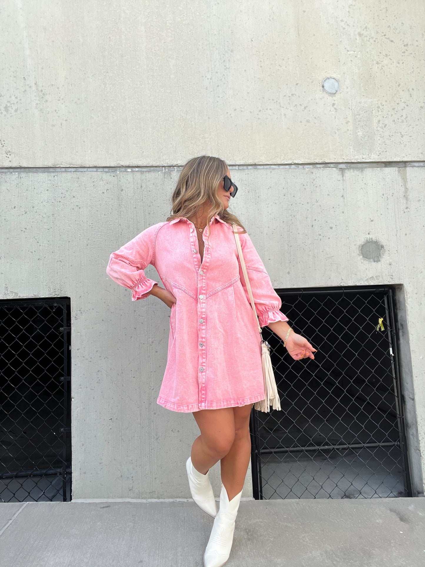 Pink Downtown Denim Dress