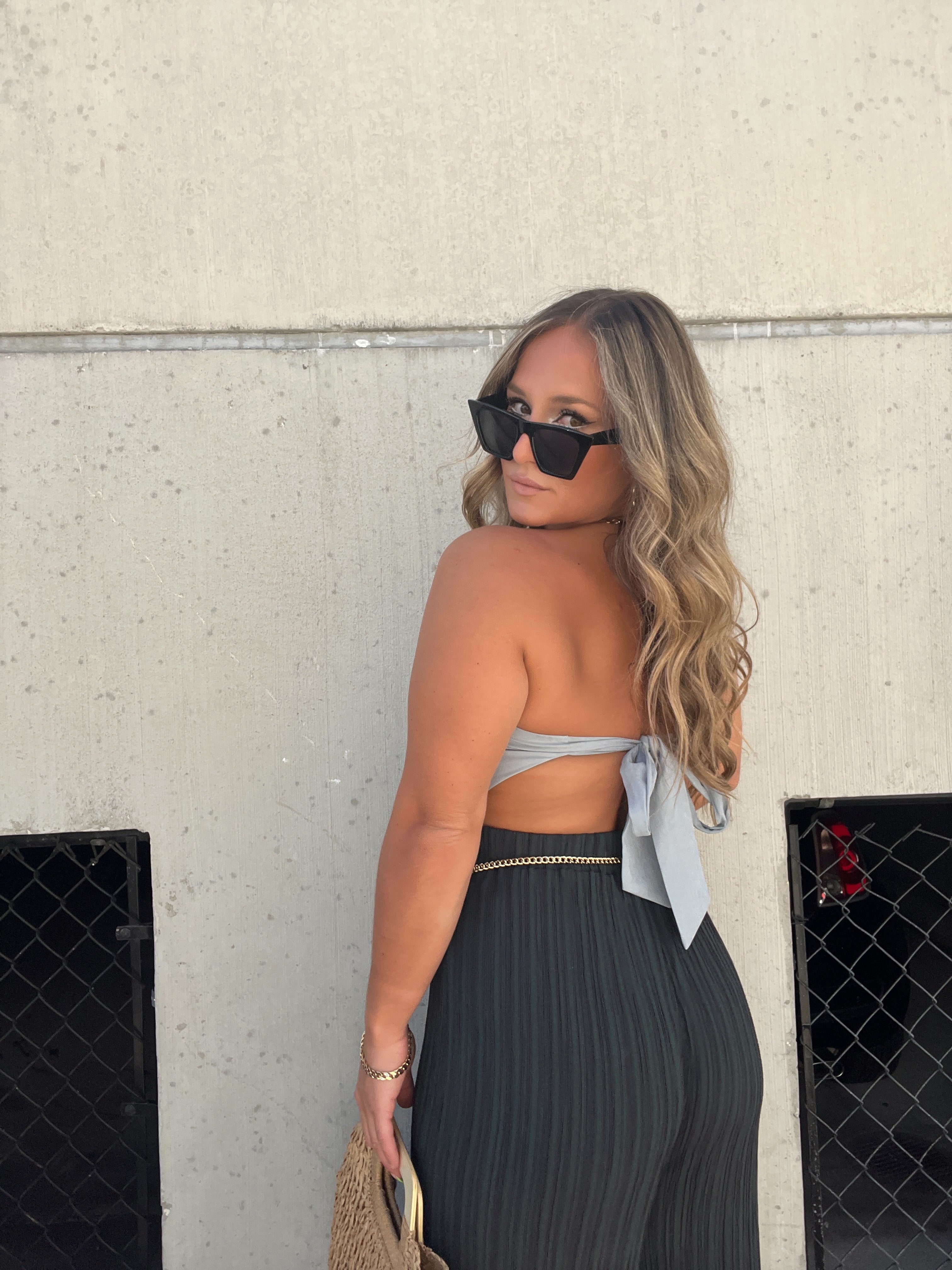 SECOND CHANCES SCARF TOP DENIM