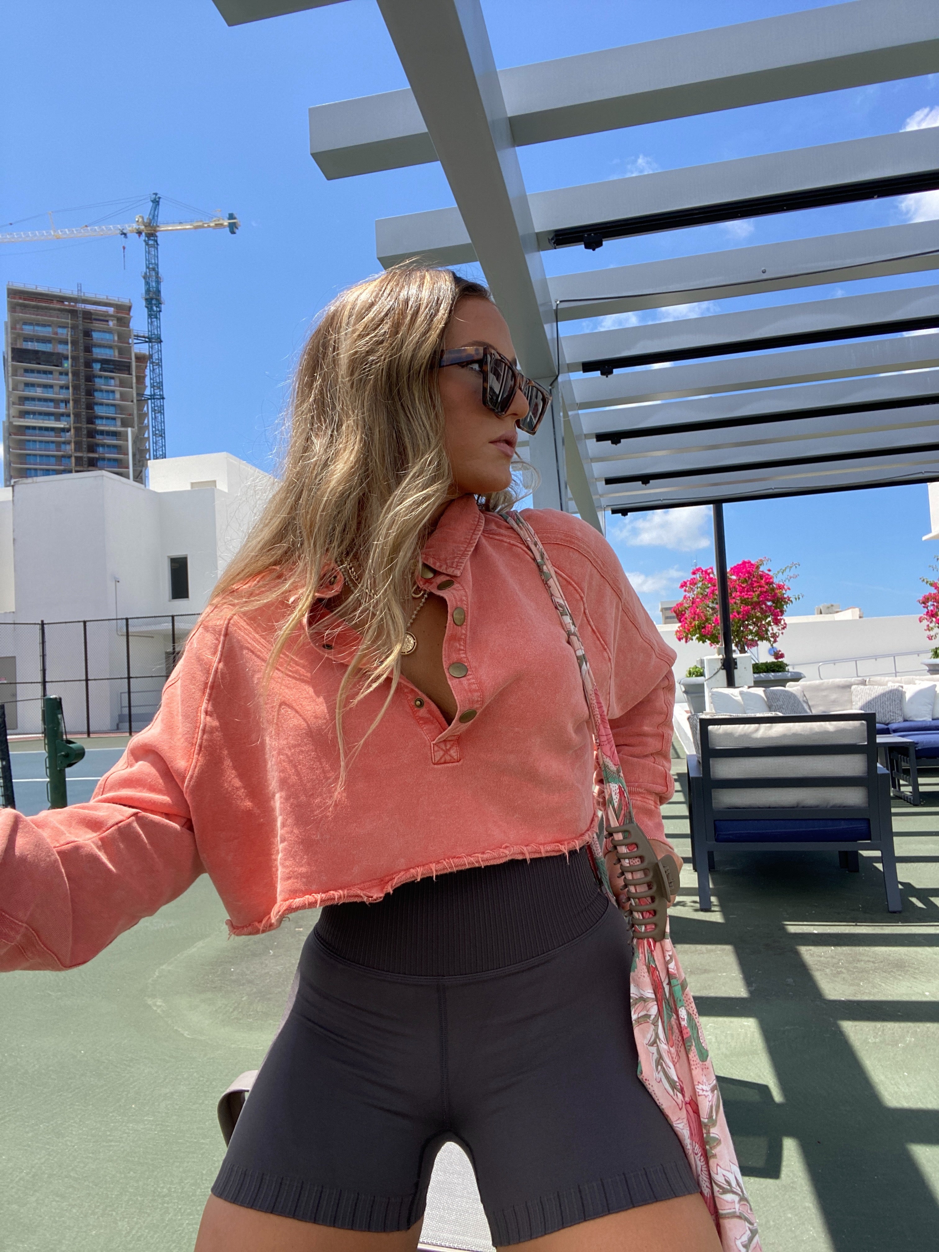 FP DUPE CROPPED SWEATSHIRT CORAL