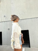 Load image into Gallery viewer, NATURAL CROCHET SLEEVE BUTTON UP
