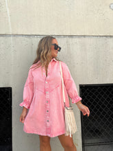 Load image into Gallery viewer, PINK DOWNTOWN DENIM DRESS
