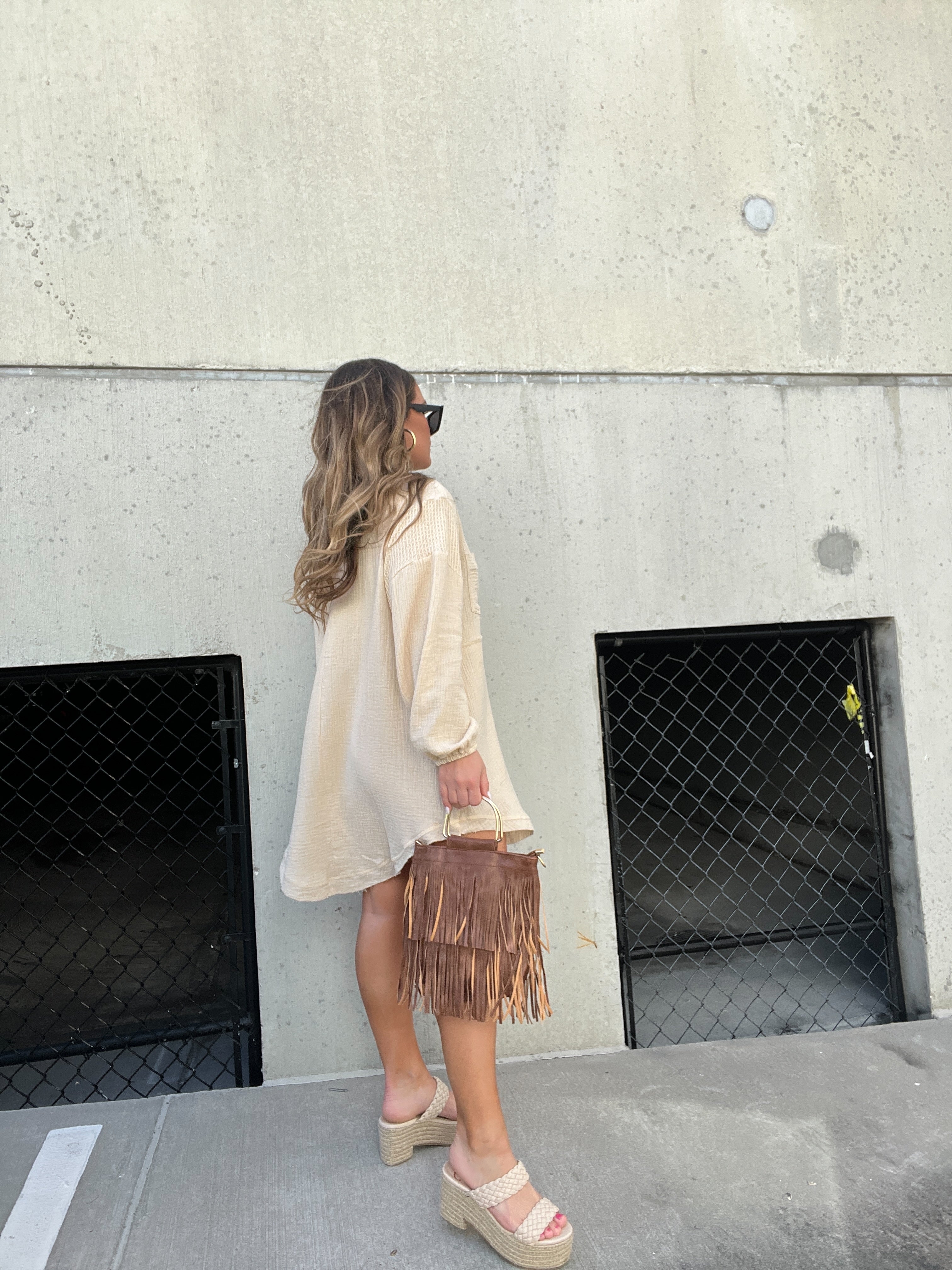 Everett Raffia Platform Wedges Cream