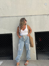 Load image into Gallery viewer, DENIM CROCHET CHASER CARGOS
