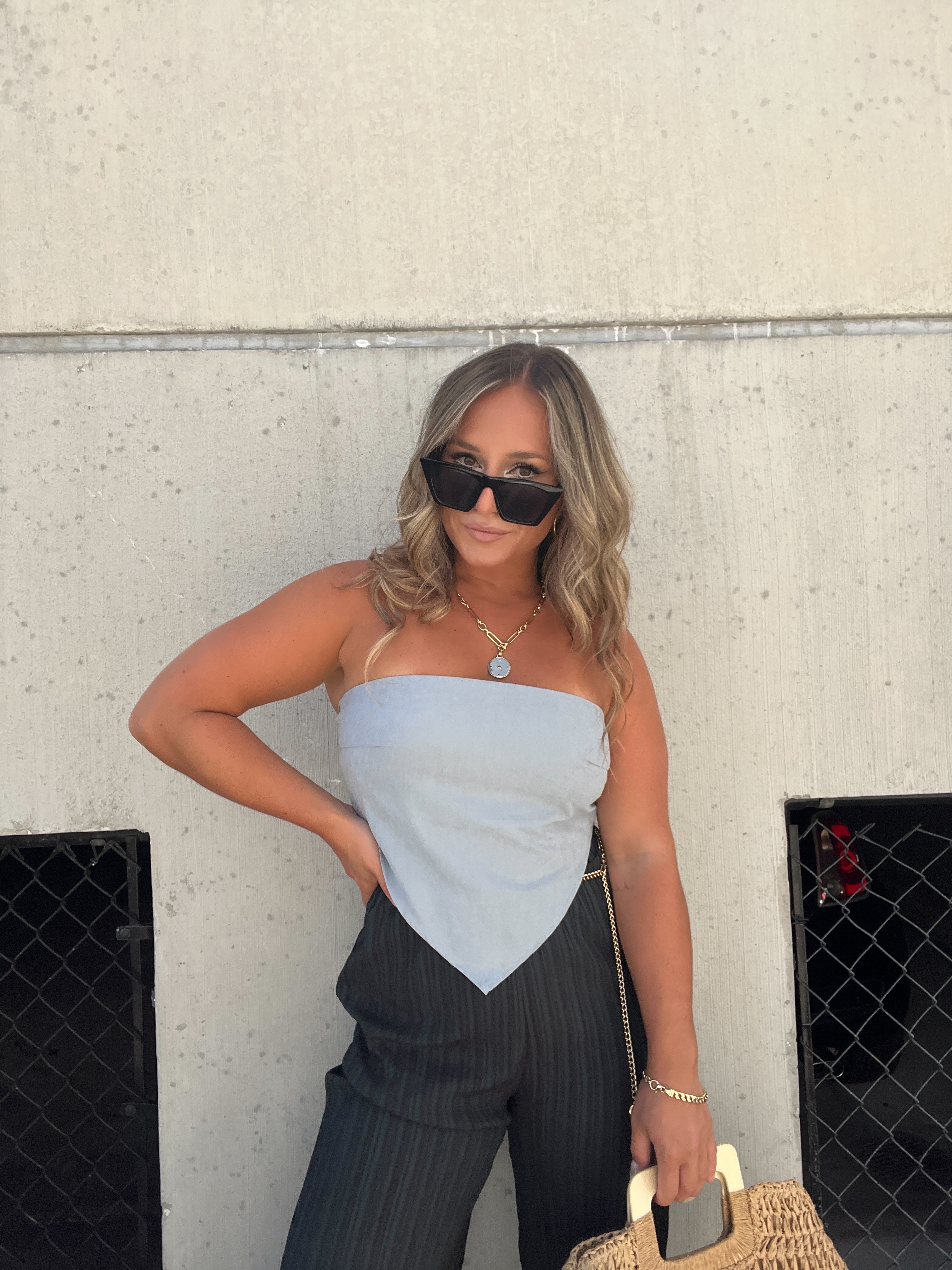 SECOND CHANCES SCARF TOP DENIM