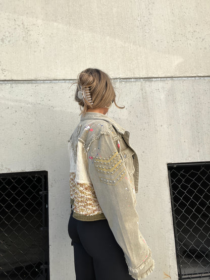 OLIVE SPLATTERED MIX JACKET