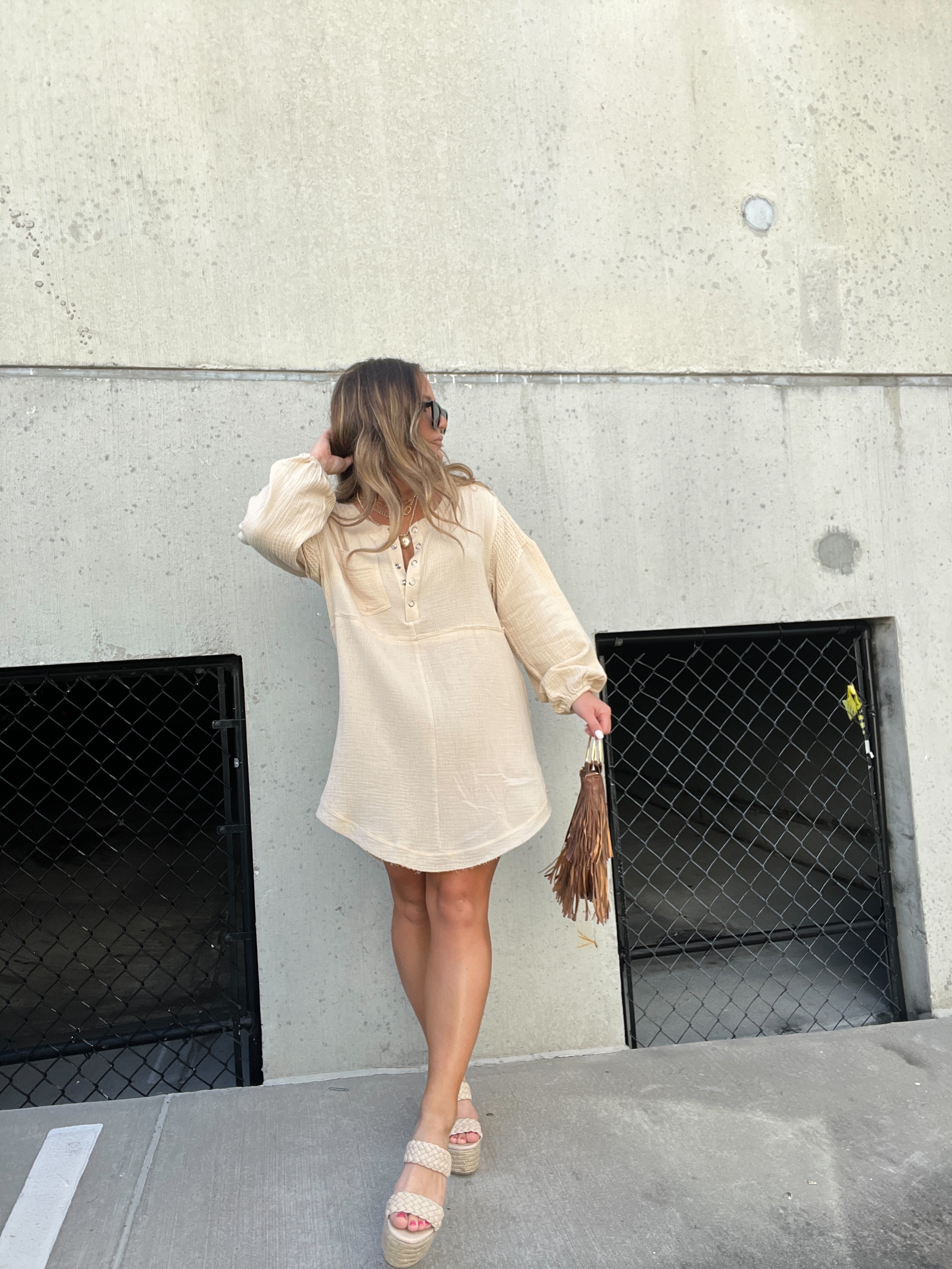 Everett Raffia Platform Wedges Cream