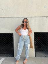 Load image into Gallery viewer, DENIM CROCHET CHASER CARGOS
