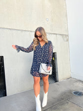 Load image into Gallery viewer, TAYLOR CHIFFON FLORAL DRESS NAVY
